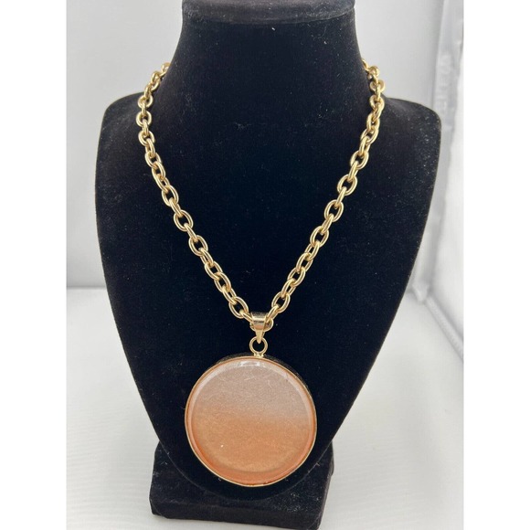 Chico's Round Pendant Necklace Statement Boho‎ Lagenlook Class Classy Capsule - Picture 1 of 7